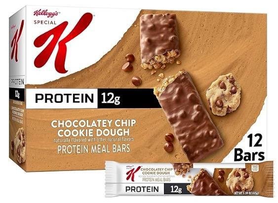 1. Kellogg’s Special K Protein Meal Bars, Chocolatey Chip Cookie Dough: