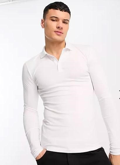 Classic Polo: ASOS Long Sleeve Muscle White Polo