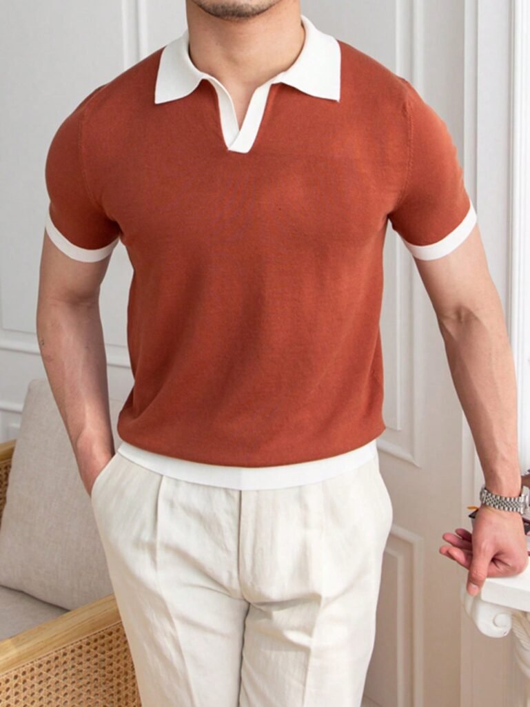 The Knit Top: Men Contrast Trim Knit Top